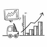 Forklift and a revenue increase graph symbolizing growth profit in double exposure with copy space concept as A forklift blended with a revenue increase graph representing growth Clear vector