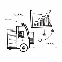 Forklift and a statistical analysis chart symbolizing statistical forecasting in double exposure with copy space concept as A forklift blended with a statistical analysis chart re Clear vector