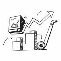 Forklift and a profit trend line symbolizing financial trends in double exposure with copy space concept as A forklift blended with a profit trend line representing financial tren Clear vector