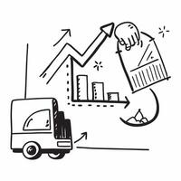 Forklift and a growth analysis chart symbolizing profit optimization in double exposure with copy space concept as A forklift blended with a growth analysis chart representing pro Clear vector