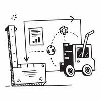 Forklift and a layout optimization diagram symbolizing layout efficiency in double exposure with copy space concept as A forklift blended with a layout optimization diagram repres Clear vector