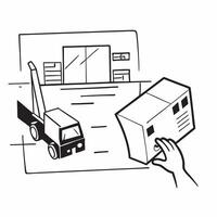 Forklift and a layout schematic symbolizing warehouse layout design in double exposure with copy space concept as A forklift blended with a layout schematic representing warehouse Clear vector