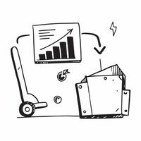 Forklift and a financial analysis chart symbolizing financial analysis in distribution in double exposure with copy space concept as A forklift blended with a financial analysis c Clear vector