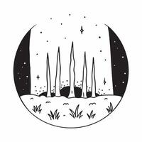 Forest Canopy Under Starry Sky concept as A forest canopy silhouetted against a star filled sky creates a mysterious and enchanting woodland night scene in Photo Stock Concept Clear Set 2 vector