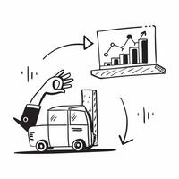 Forklift and a financial dashboard symbolizing financial control in distribution in double exposure with copy space concept as A forklift blended with a financial dashboard repres Clear vector