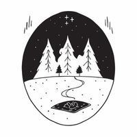 Forest Canopy Under Starry Sky concept as A forest canopy silhouetted against a star filled sky creates a mysterious and enchanting woodland night scene in Photo Stock Concept Clear vector