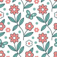 Folk art seamless pattern with floral and animal elements for a whimsical nature inspired design concept as Whimsical folk art pattern with floral and animal elements perfect for a Clear vector