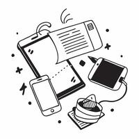 Flat lay of a smartphone and a coffee mug with a notebook symbolizing mobile work in double exposure with copy space concept as A flat lay of a smartphone and a coffee mug intertw Clear vector