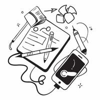 Flat lay of a mouse and pen with a tablet symbolizing digital workflow in double exposure with copy space concept as A flat lay of a mouse and pen intertwined with a tablet repres Clear vector