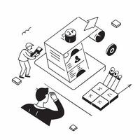 flat icon Workflow Digitization Project concept as A business undertakes a workflow digitization project to reduce paperwork and enhance data accessibilitySimple flat illustration Clear vector