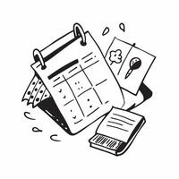Flat lay of a calendar and phone with sticky notes symbolizing scheduling in double exposure with copy space concept as A flat lay of a calendar and phone intertwined with sticky Clear vector
