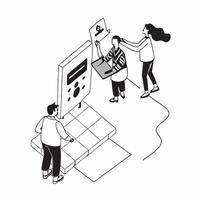 flat icon Upskilling for Career Advancement concept as Employees participate in upskilling programs to enhance their qualifications and advance in their careersSimple flat illustr Clear vector