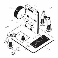flat icon Social Event Discovery App concept as Users discover and join local social events through a dedicated mobile app enhancing their social lifeSimple flat illustration in i Clear vector