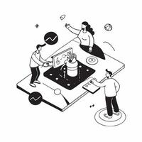 flat icon Retro Game Collecting concept as Collectors showcase their rare and vintage game collections sharing their passion for retro gamingSimple flat illustration in isometric Clear vector