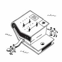 flat icon Skill Building Book Club concept as A group forms a book club focused on reading and discussing books that encourage skill building and self improvementSimple flat illus Clear vector