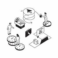 flat icon Prolonged Coffee Breaks concept as Employees extending coffee breaks way beyond allotted times engaging in lengthy chats and leisureSimple flat illustration in isometric Clear vector
