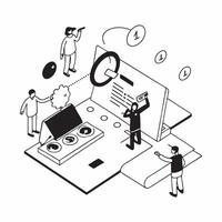 flat icon Process Efficiency Audit concept as Experts conduct a process efficiency audit to identify areas for improvement and streamline workflowsSimple flat illustration in isom Clear vector