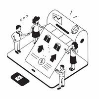 flat icon Mobile App for Real Estate concept as Real estate agents and clients navigate property listings and market analysis through a real estate mobile appSimple flat illustrat Clear vector