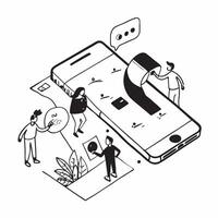 flat icon Mobile App for Dating and Relationships concept as Individuals explore potential romantic connections using a dating and relationships mobile appSimple flat illustration Clear vector