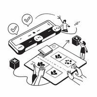 flat icon Mobile App for Event Management concept as Organizers manage and promote events seamlessly using an event management mobile appSimple flat illustration in isometric scen Clear vector