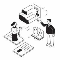 flat icon Mid Career Pivot Workshop concept as Mid career professionals explore options for pivoting to new roles or industries in a specialized workshopSimple flat illustration i Clear vector