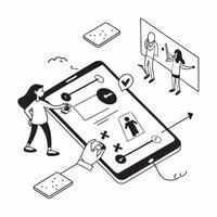 flat icon Language Learning Apps concept as Individuals using a language learning mobile app to enhance their linguistic skills while commutingSimple flat illustration in isometri Clear vector