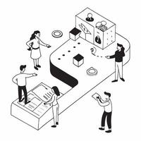 flat icon Job Fair Networking Event concept as Job seekers engage with potential employers at a networking event exploring various career pathsSimple flat illustration in isometri Clear vector