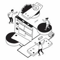flat icon Kaizen Event for Continuous Improvement concept as Employees engage in a Kaizen event to foster continuous improvement and enhance operational processesSimple flat illus Clear vector