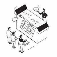 flat icon Innovation Labs Initiative concept as An organization launches an innovation lab to explore new ideas and technologies for process enhancementSimple flat illustration in Clear vector