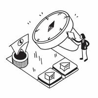 flat icon Idle Time Between Tasks concept as A worker idly waits between tasks showing a lack of engagement and inefficient use of timeSimple flat illustration in isometric scene Clear vector