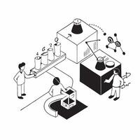 flat icon Genomic Research in Biotech Lab concept as Scientists conduct genomic research using advanced sequencing technology in a biotech laboratorySimple flat illustration in is Clear vector