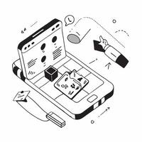 flat icon Health Monitoring Mobile App concept as Monitoring health metrics and medical appointments through a dedicated mobile health appSimple flat illustration in isometric sce Clear vector