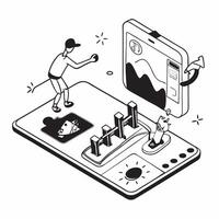 flat icon Fitness Tracking App Usage concept as A person uses a fitness tracking app on their smartphone during an outdoor workout to monitor their progressSimple flat illustratio Clear vector