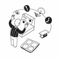 flat icon Extensive Lunch Breaks concept as Employees taking significantly longer lunch breaks than permitted affecting workflow and deadlinesSimple flat illustration in isometric Clear vector