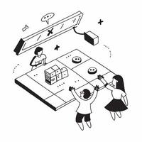 flat icon Educational Gaming for Kids concept as Kids engage in educational games that teach coding math and science through fun interactive challengesSimple flat illustration in Clear vector