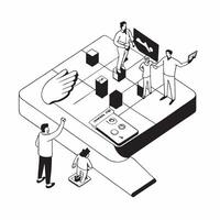 flat icon Digital Transformation Initiative concept as Corporate leaders discuss strategies for digital transformation to streamline operations and improve servicesSimple flat ill Clear vector