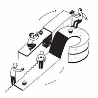 flat icon Corporate Ladder Climbing concept as Ambitious professionals actively engage in activities and networking to climb the corporate ladderSimple flat illustration in isomet Clear vector