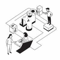 flat icon Cross Functional Team Collaboration concept as Cross functional teams work together to integrate and improve various business processes across departmentsSimple flat ill Clear vector