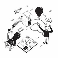 flat icon Creative Thinking Workshop concept as Creatives participate in a workshop to expand their thinking and apply innovative solutions in various projectsSimple flat illustra Clear vector