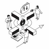 flat icon Cross Cultural Career Development concept as Professionals from diverse backgrounds participate in a program to develop cross cultural competencies for global career path Clear vector