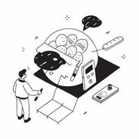 flat icon Biotech in Neurotechnology concept as Neuroscientists develop biotechnological tools to study brain activity and treat neurological disordersSimple flat illustration in Clear vector