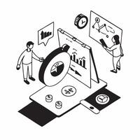 flat icon Business Analytics Optimization concept as Analysts use advanced data analytics to identify inefficiencies and suggest improvements in business processesSimple flat illu Clear vector