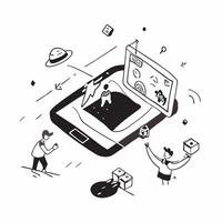 flat icon Augmented Reality Game Adventures concept as Players explore urban environments using augmented reality games blending digital and physical worldsSimple flat illustratio Clear vector