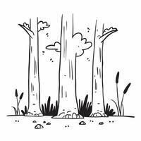 flat design backdrop Towering Giants of the Forest concept as Towering old growth trees dominate the landscape their massive trunks telling stories of centuries past flat illustra Clear vector