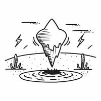 flat design backdrop Thunderstorm Over Desert concept as A thunderstorm dramatically transforms the desert landscape with lightning illuminating the barren land flat illustration Clear vector
