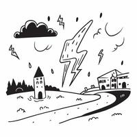 flat design backdrop Suburban Thunderstorm Twilight concept as A suburban area caught in the twilight under a menacing thunderstorm ideal for moody atmospheric shots flat illustra Clear vector