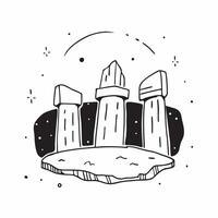 flat design backdrop Stars Over Historical Ruins concept as Ancient ruins bask under a star filled sky connecting historical grandeur with the timeless universe flat illustration Clear vector