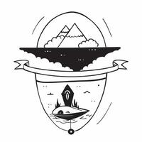 flat design backdrop Sunset Canoe Adventure concept as A canoe glides on a mirrored lake at sunset with adventurers paddling under a sky painted with strokes of crimson flat illus Clear vector