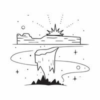 flat design backdrop Stars over Coastal Cliffs concept as Stars twinkle brightly above rugged coastal cliffs offering a striking contrast between the land and the cosmos flat illu Clear vector