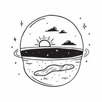 flat design backdrop Starlit Lake Serenity concept as A tranquil lake under starlit skies offers perfect reflections creating a double view of the cosmos flat illustration in Clear vector